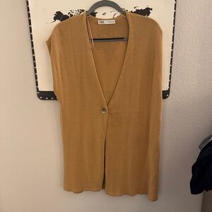 Zara Sleeveless Knit Vest in Camel Brown